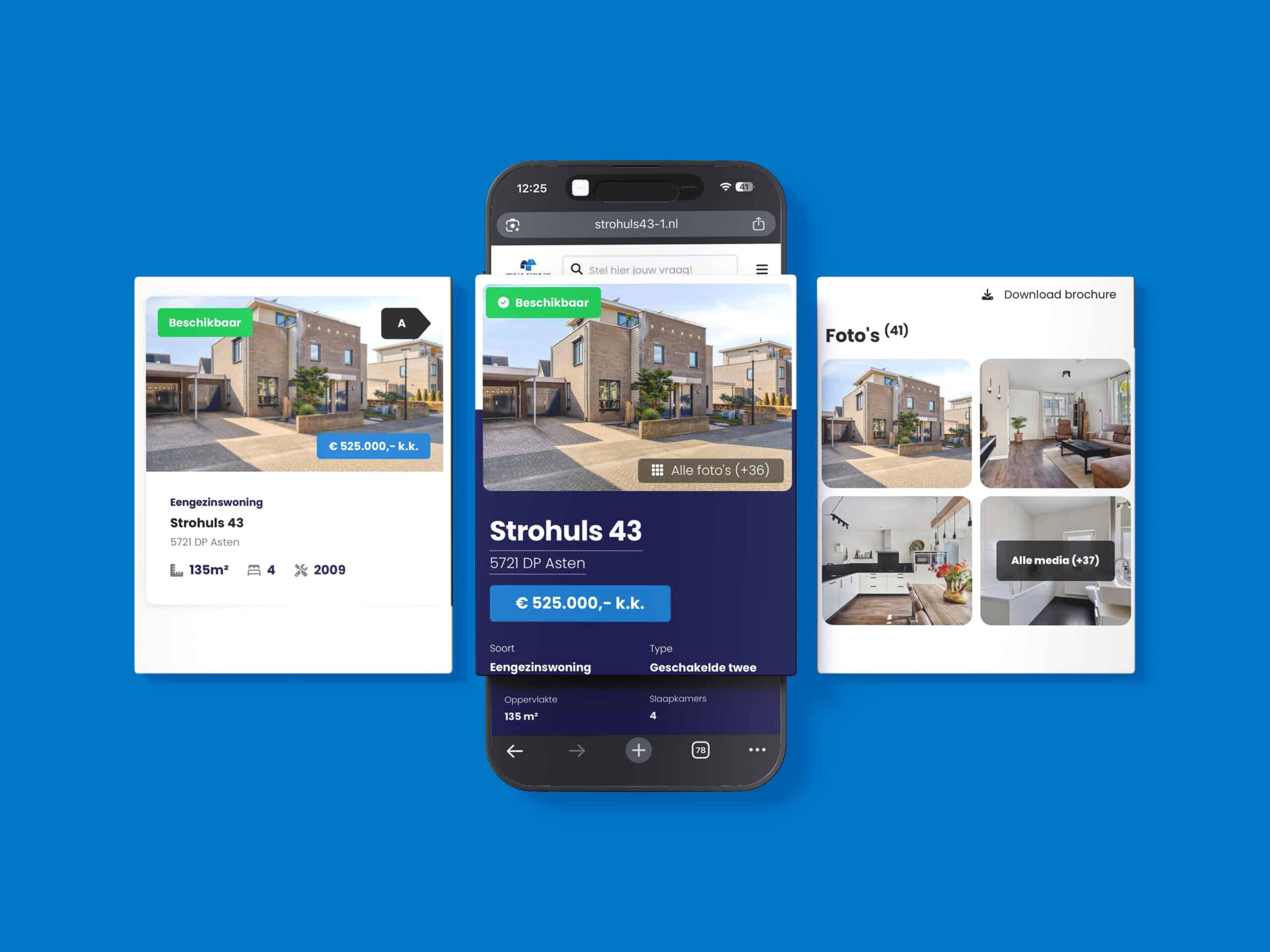 Afbeelding van de woningwebsites op mobiel